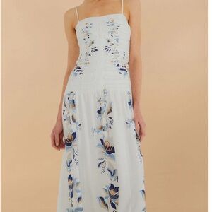 FARM Rio White and Blue Floral Maxi Dress